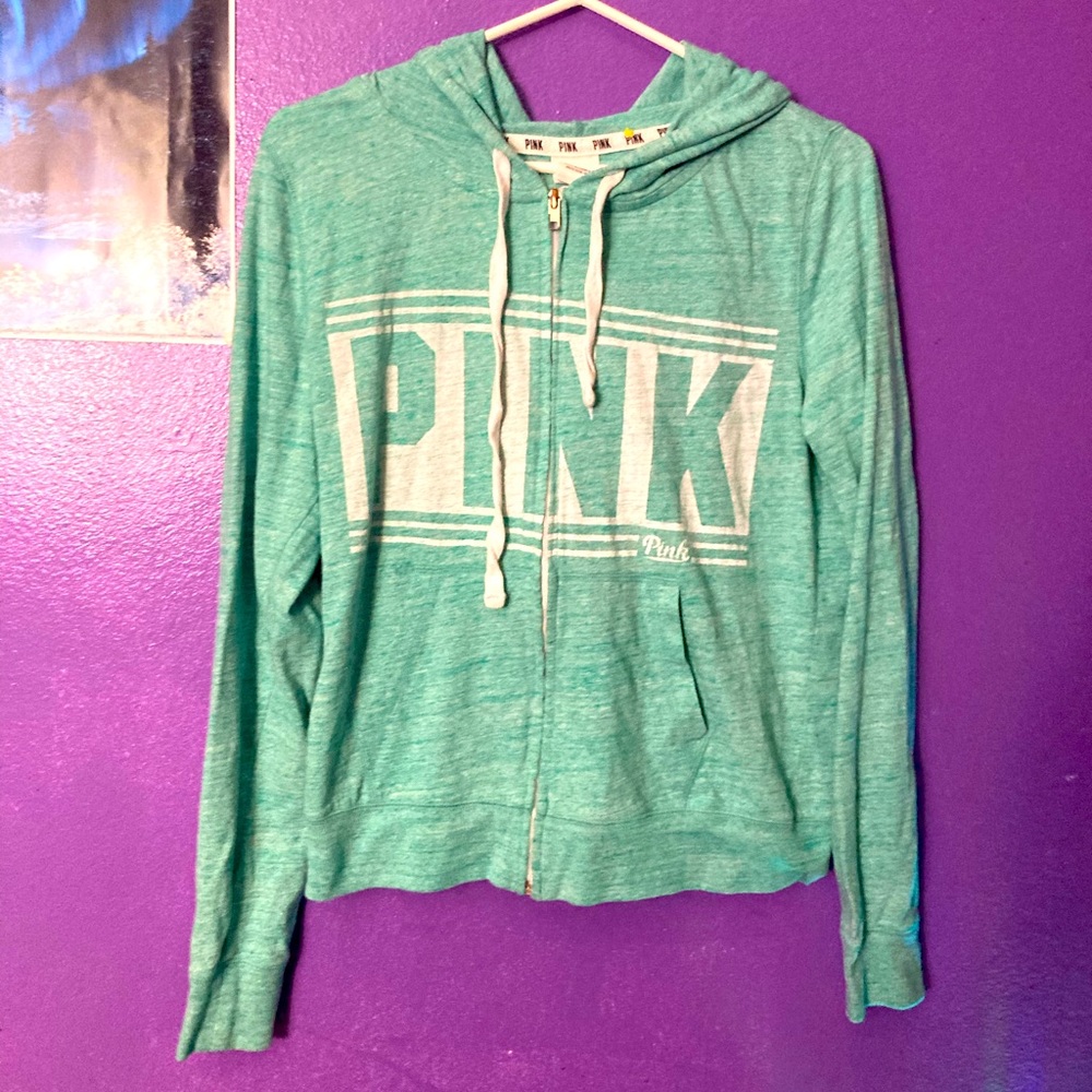 Vs PINK Victoria’s Secret pink aqua/turquoise zip hoodie/jacket Medium